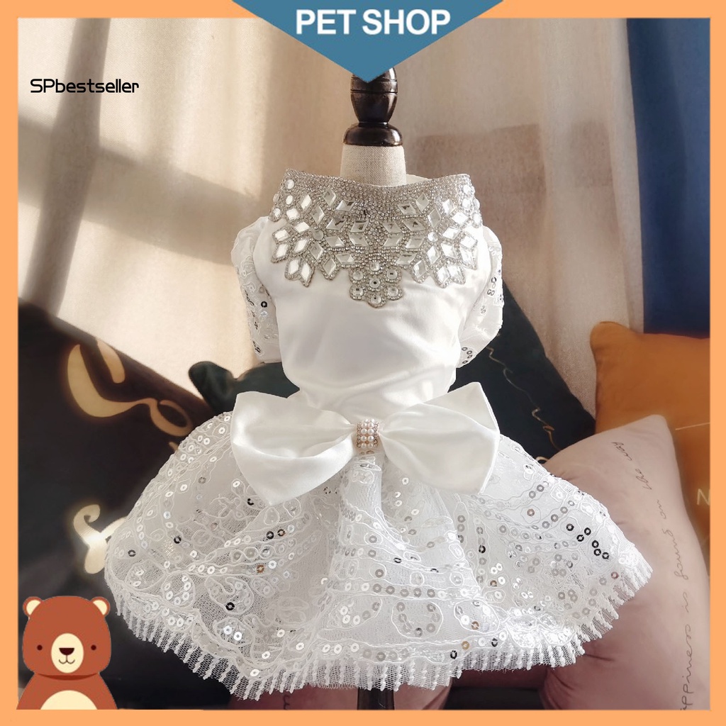Spbestsellkr Đầm Đính Đá Giả Siêu Mềm Bắt Mắt Cho Cún Cưng Dự Tiệc