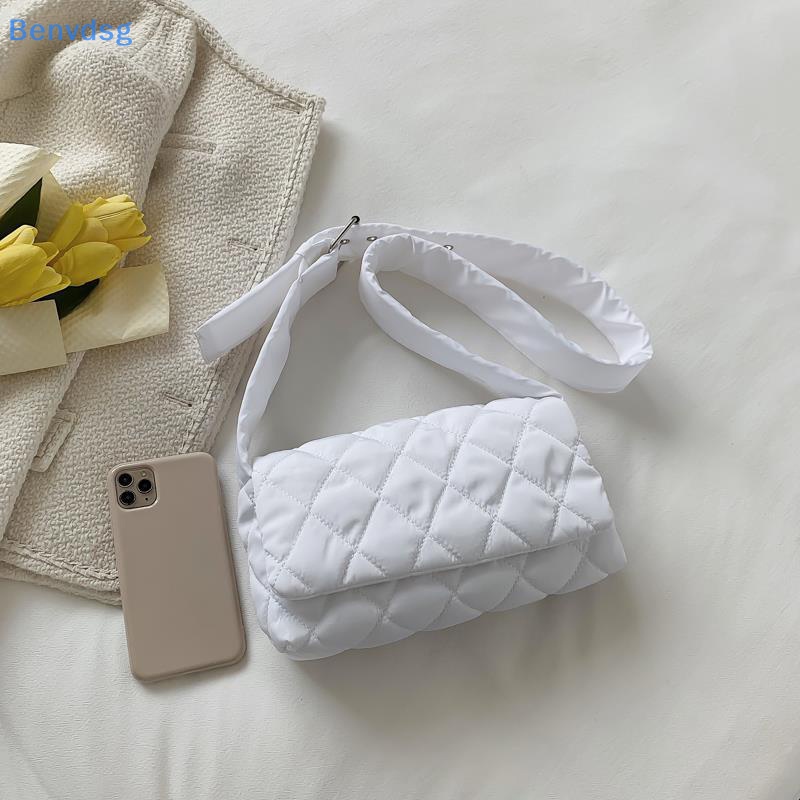 Túi Xách Đeo Chéo Vai Bằng Nylon Cotton Sáng Bóng Sức Chứa Lớn Mùa Đông Cho Nữ