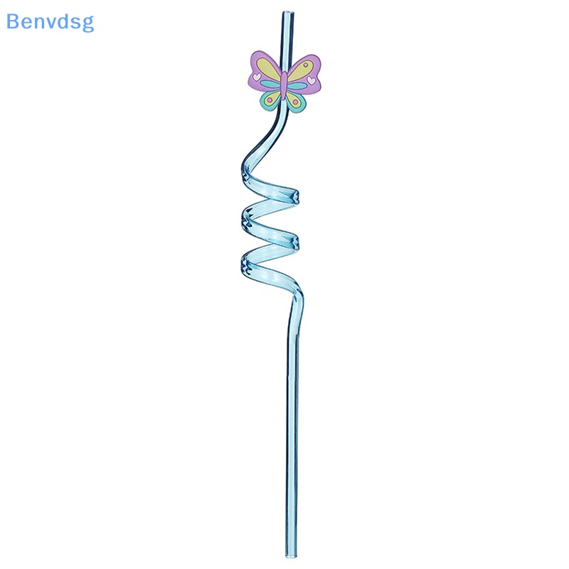 Bộ 8 Ống Hút Nhựa Hình Bướm Hoạt Hình Tái Sử Dụng Được DIY