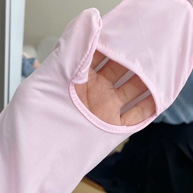 Găng Tay Chống Nắng Bằng Lụa Lạnh Màu Trơn Dáng Rộng Sang Trọng Cho Nữ