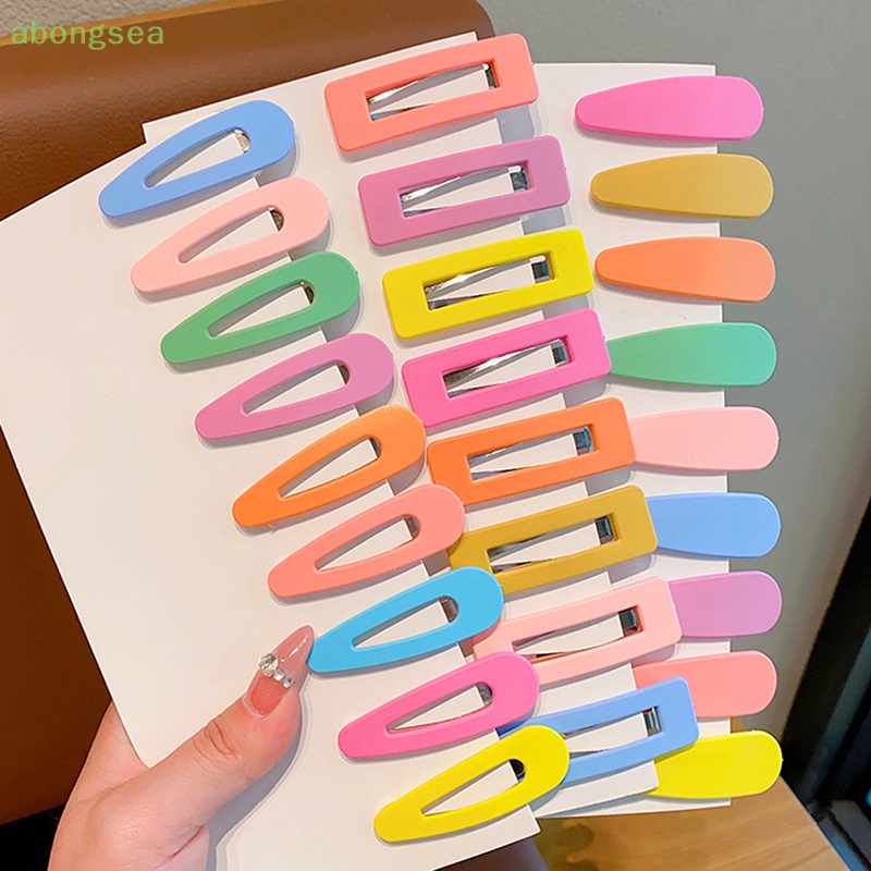 Set 10 Kẹp Tóc Hình Chữ Nhật / Vuông / Oval Màu Đen Xinh Xắn Cho Bé Gái