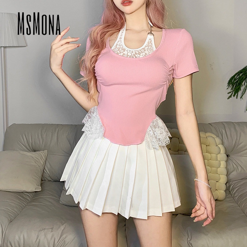 Áo Thun Tay Ngắn Cổ Tròn Màu Trơn Dáng Ôm Thời Trang 2023 Quyến Rũ Cho Nữ