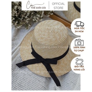 Nón cói cứng vành nhỏ nơ dài