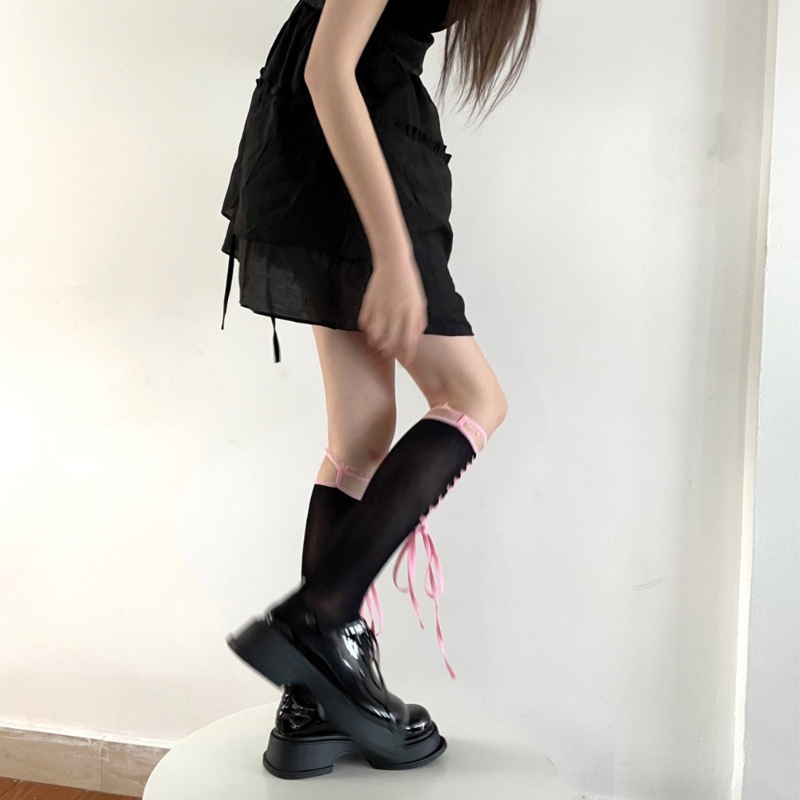 Vớ Dài Đến Đầu Gối Có Dây Cột Khoét Lỗ Rỗng Dành Cho Bạn Nữ