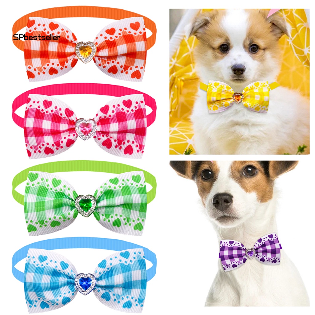 Set 5 Vòng Cổ Mềm Mại Thoải Mái Đính Đá Hình Trái Tim Cho Thú Cưng