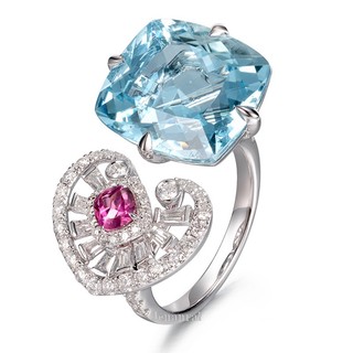 Nhẫn cưới mặt vuông đính đá zircon màu xanh da trời thời trang lãng mạn cho nữ