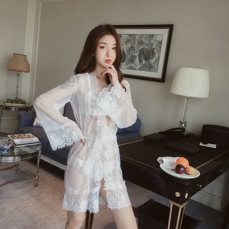 CHE TÊN - Áo choàng ngủ sexy ren KÈM Áo lót và Chíp lọt khe, Đồ ngủ sexy phong cách nữ tính dễ thương siêu gợi cảm. 5029 | BigBuy360 - bigbuy360.vn