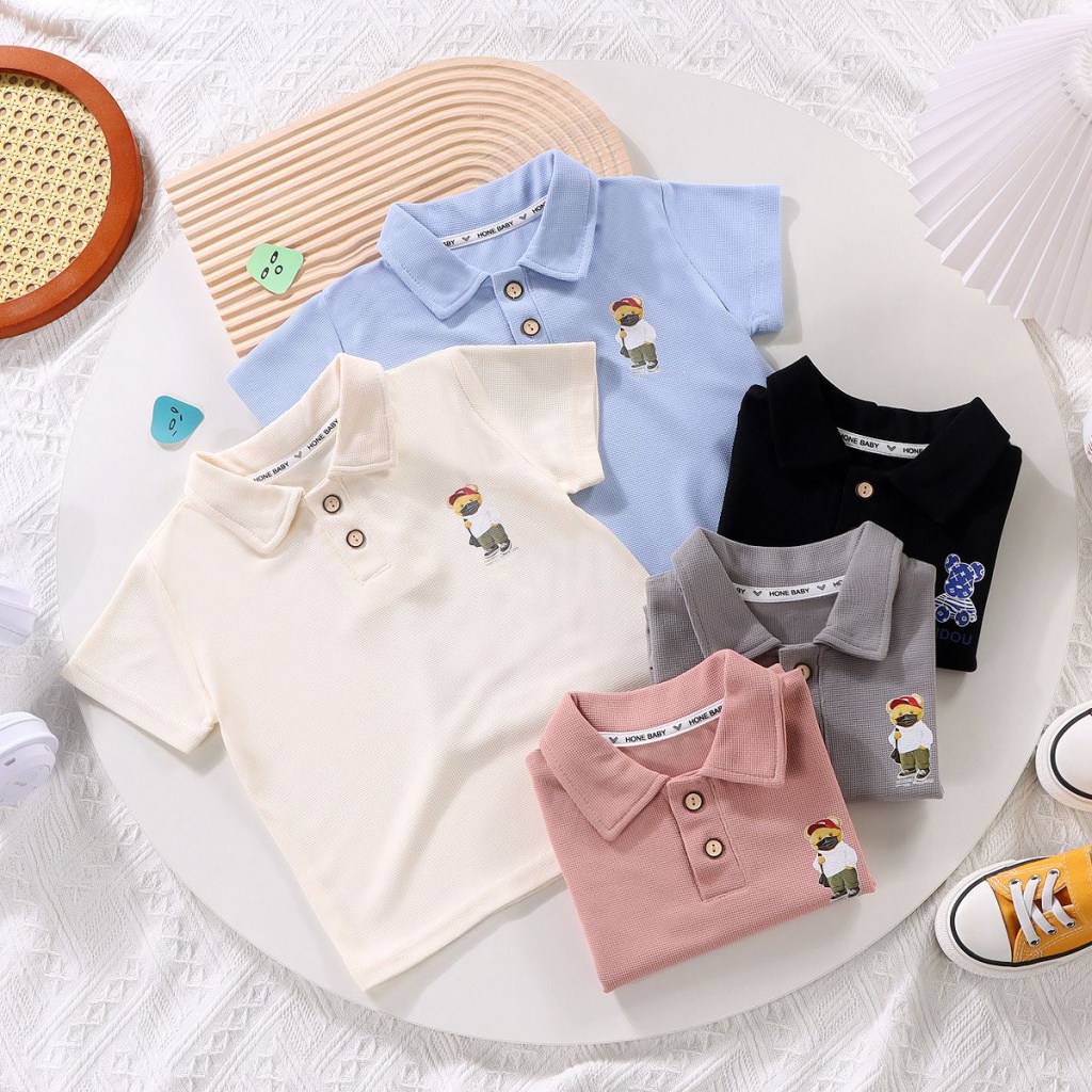 Áo polo Tay Ngắn Dáng Rộng Họa Tiết Hoạt Hình Thời Trang Mùa Hè Hàn Quốc 2023