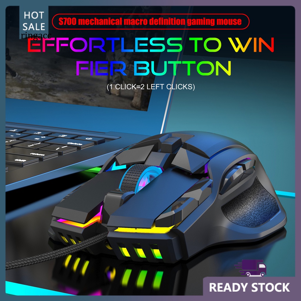 Chuột Quang Có Dây RGA RGB 10 Nút DPI Chơi Game Chuyên Nghiệp Chuột Chơi Game Giao Diện USB 12800DPI 12800