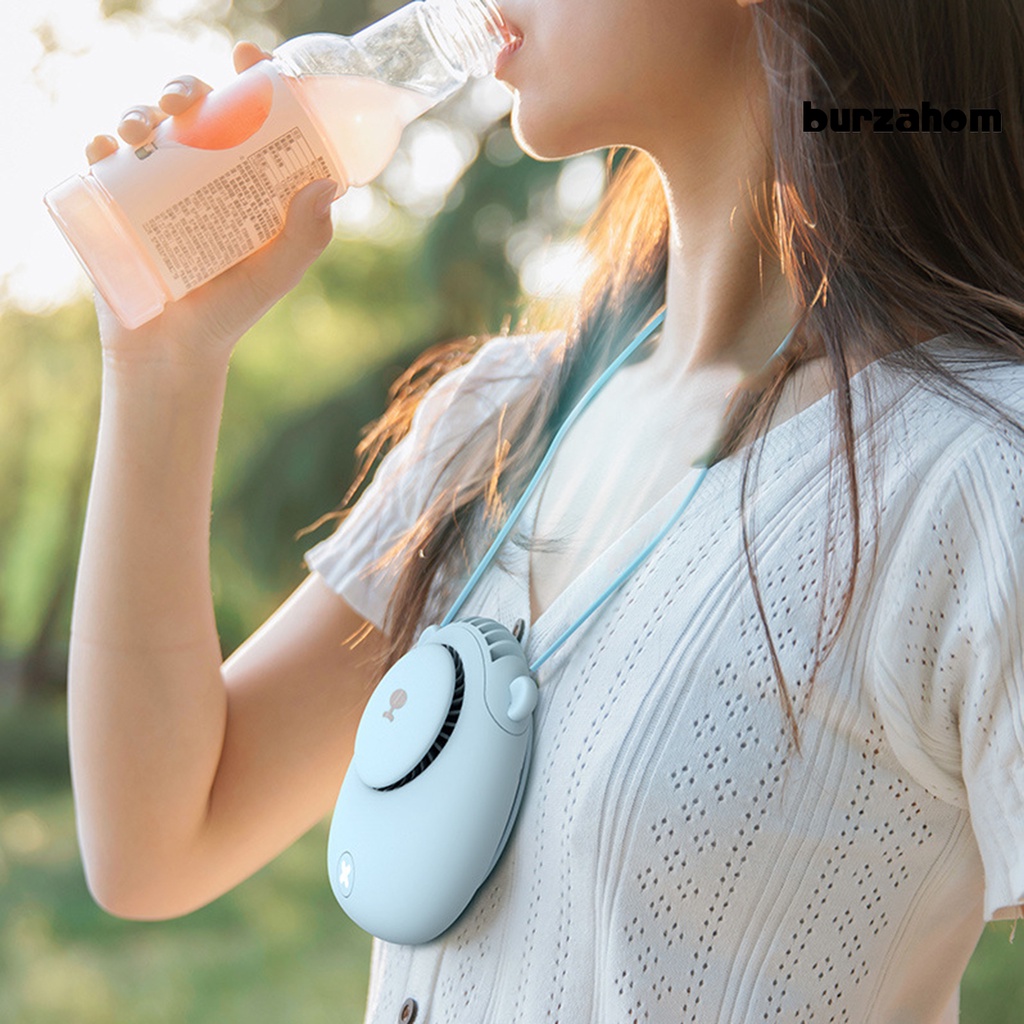 Quạt Làm Mát Đeo Cổ / Cầm Tay Hình Gấu Sạc Cổng USB Dùng Ngoài Trời Vào Mùa Hè