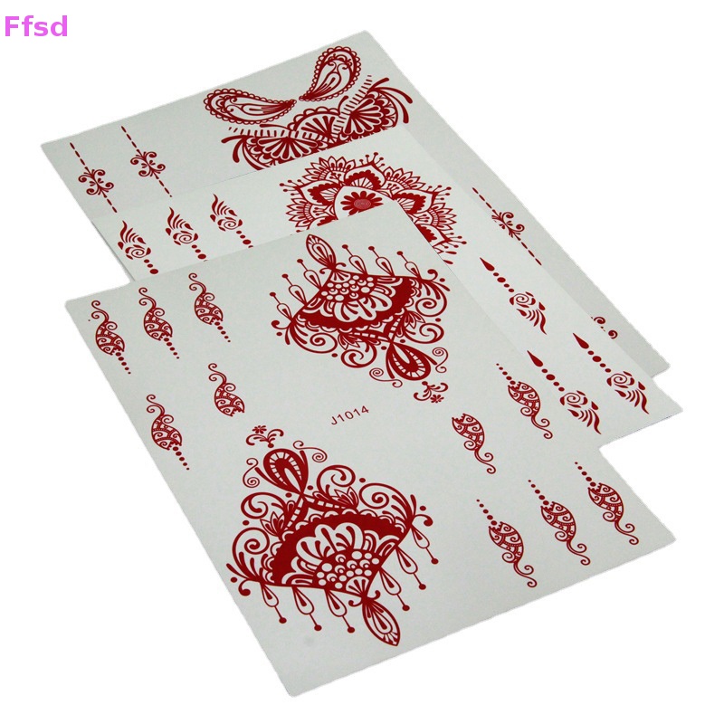 Hình Xăm Tạm Thời Henna Màu Đỏ Họa Tiết Hoa Mandala Mehndi Bảo Vệ Toàn Thân Chống Thấm Nước Cho Nữ