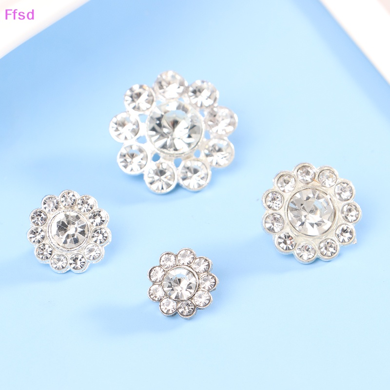 Bộ 10 Nút Áo Kim Loại Hình Bông Hoa Đính Đá Trang Trí Sổ Tay DIY