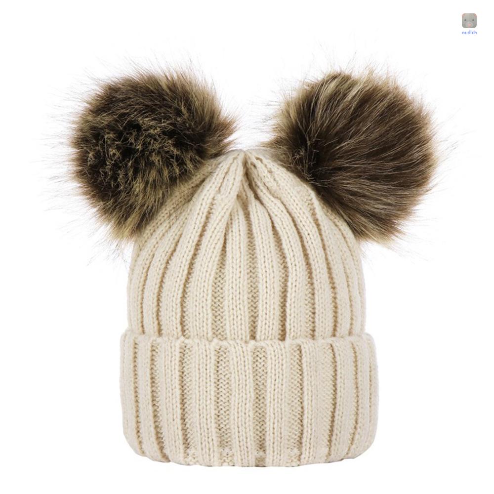 Mũ beanie Trùm Đầu Đính Quả Bông Dễ Thương Cho Bé