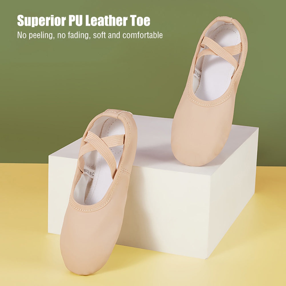 Giày Múa Ba Lê Bằng Da PU Đế Mềm Thoáng Khí Chống Thấm Nước Cho Bé