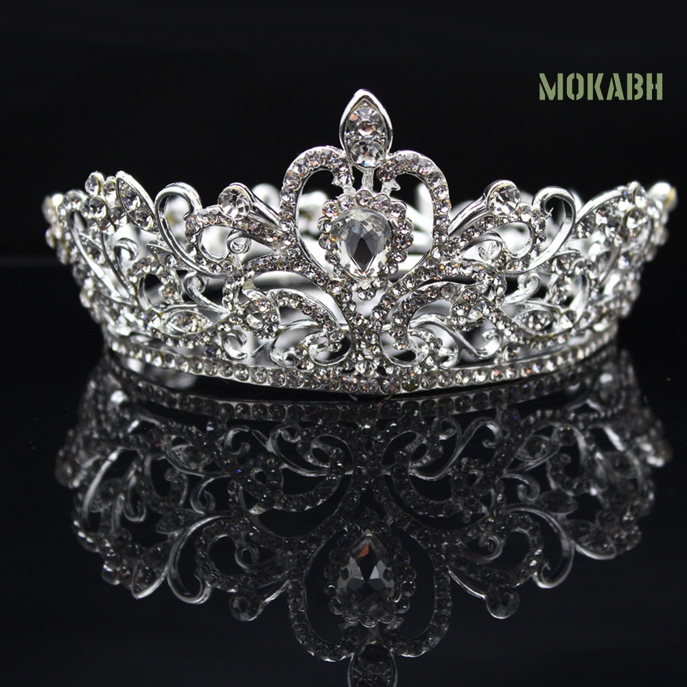 Cài Tóc Hình Vương Miện Tròn Đính Đá Thanh Lịch Dành Cho Cô Dâu