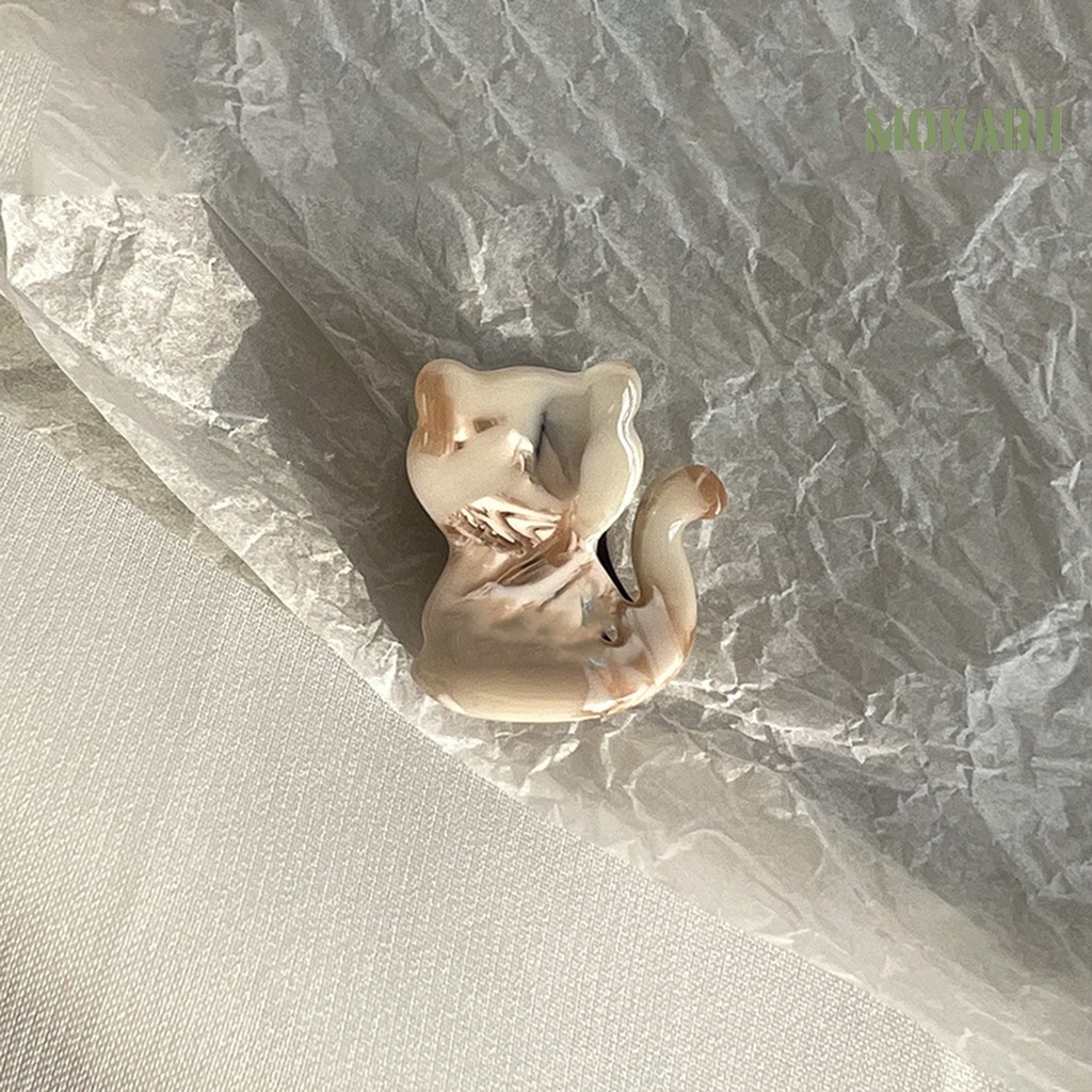 [Mok Abh] Kẹp Tóc Họa Tiết Hoạt Hình Chống Mài Mòn Dùng Hàng Ngày Cho Mèo / Gấu