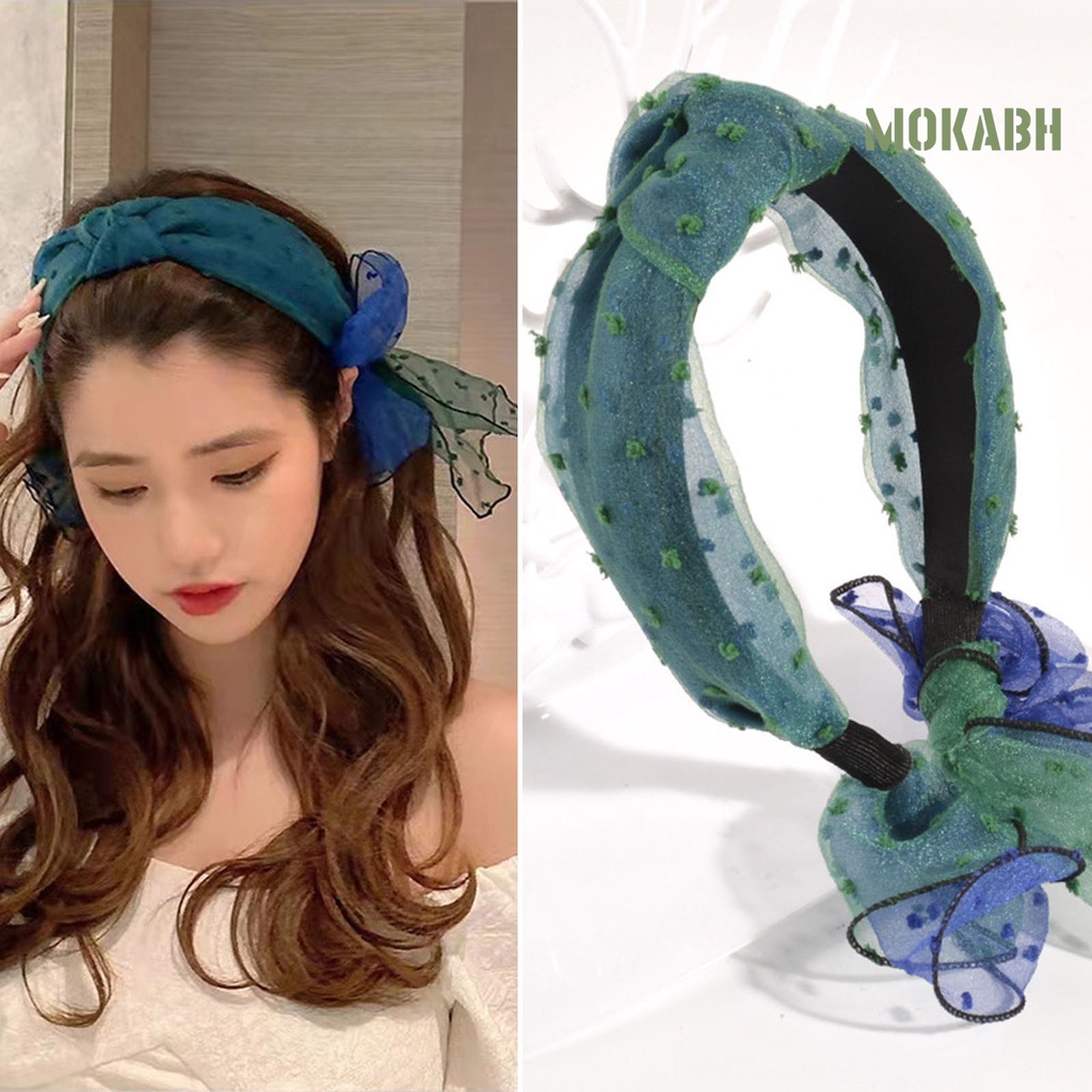 Băng Đô Vải Mềm Mại Bản Rộng Chống Trượt Màu Tương Phản Phong Cách Cổ Điển Dành Cho Bạn Nữ