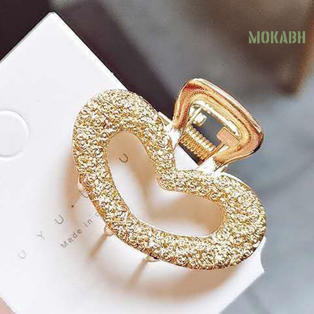 [Mok Abh] Kẹp Tóc Nhiều Kiểu Dáng Đơn Giản Thanh Lịch Bằng Hợp Kim Hình Nơ / Chữ Nhật / Trái Tim / Mặt Trăng / Elip Cho Nữ