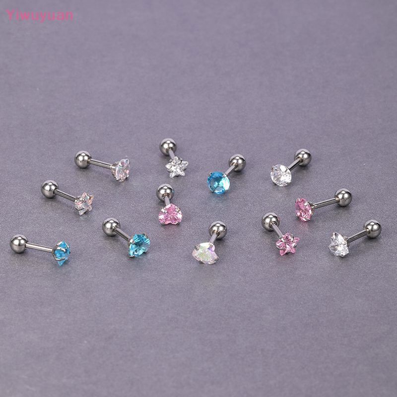 1 Đôi Khuyên Tai Xoắn Ốc 5mm Đính Đá Nhiều Màu Mới