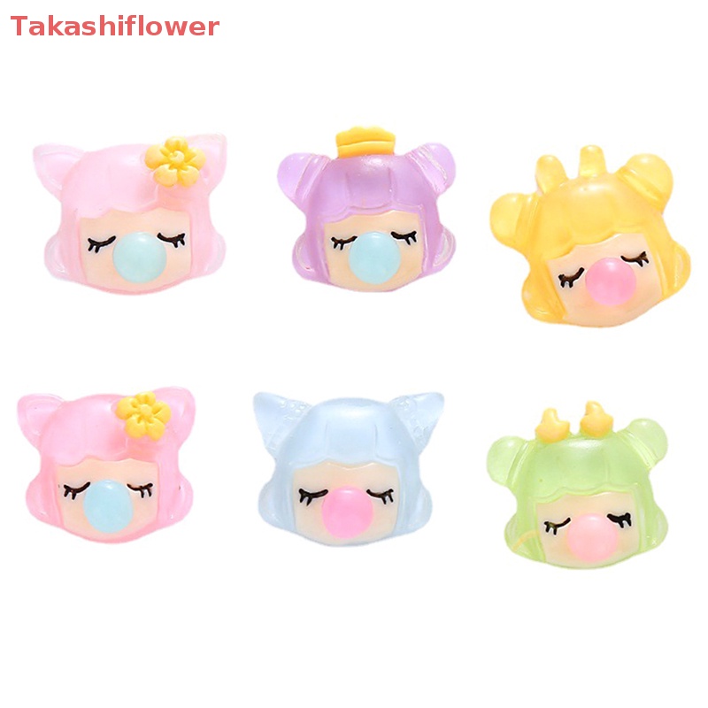 Set 5 Đầu Cô Gái Thổi Bong Bóng Trong Suốt DIY Trang Trí Ốp Điện Thoại