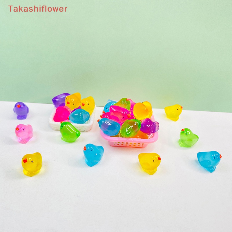 Set 5 Chú Gà Con Mini Màu Dạ Quang Dễ Thương Trang Trí Tiểu Cảnh DIY