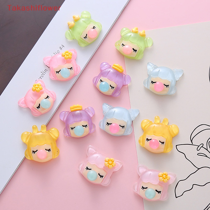 Set 5 Đầu Cô Gái Thổi Bong Bóng Trong Suốt DIY Trang Trí Ốp Điện Thoại