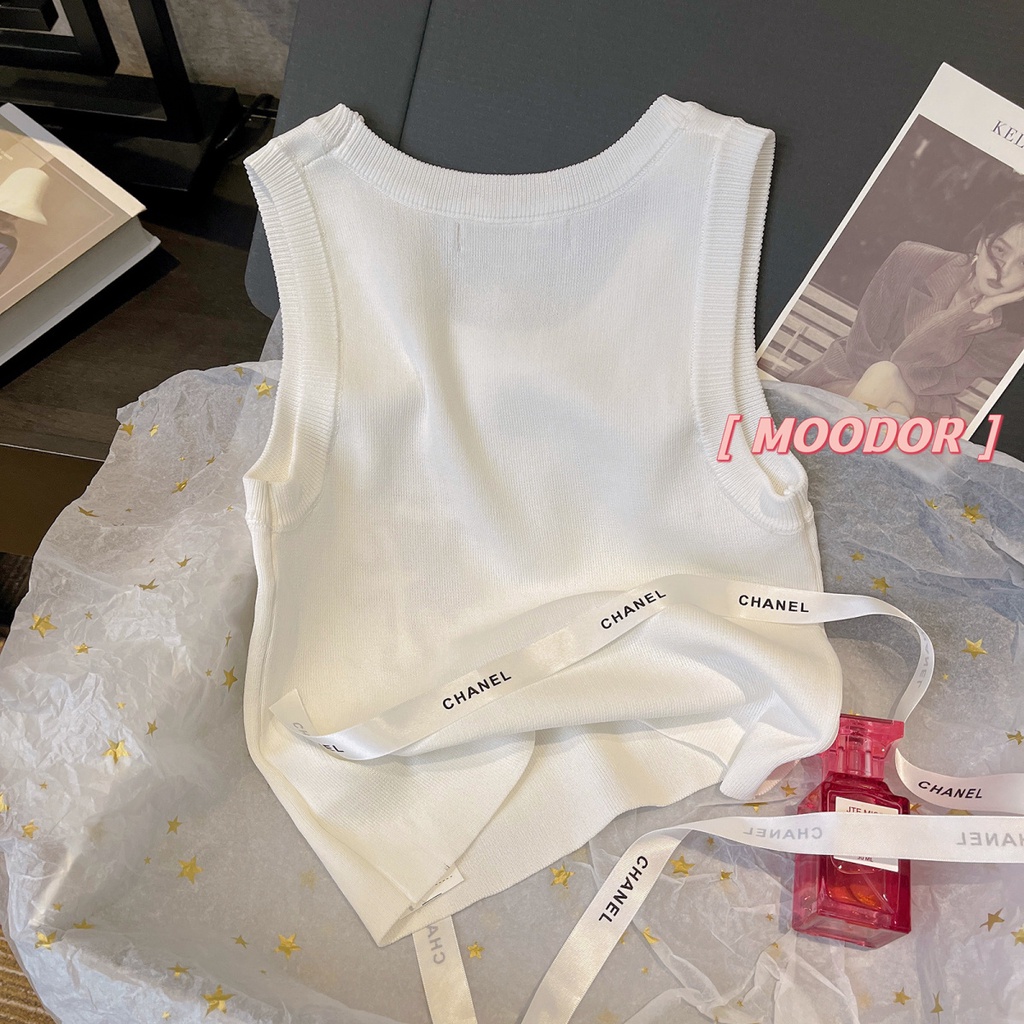 Áo Dệt Kim Hai Dây Màu Trắng Thời Trang Mùa Hè Cho Nữ