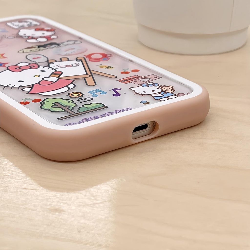 Ốp Điện Thoại Cứng Trong Suốt Họa Tiết Hoạt Hình Hello Kitty Dễ Thương Chống Sốc Cho iPhone 14 13 12 11 Pro Max
