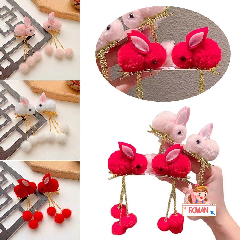 1 Cặp Kẹp Tóc Lông Thỏ Dễ Thương