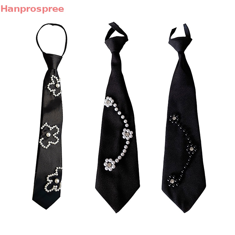 Hanprospree > Cà Vạt Đeo Cổ Đính Hoa Ngọc Trai Thời Trang Phong Cách JK Cho Nữ