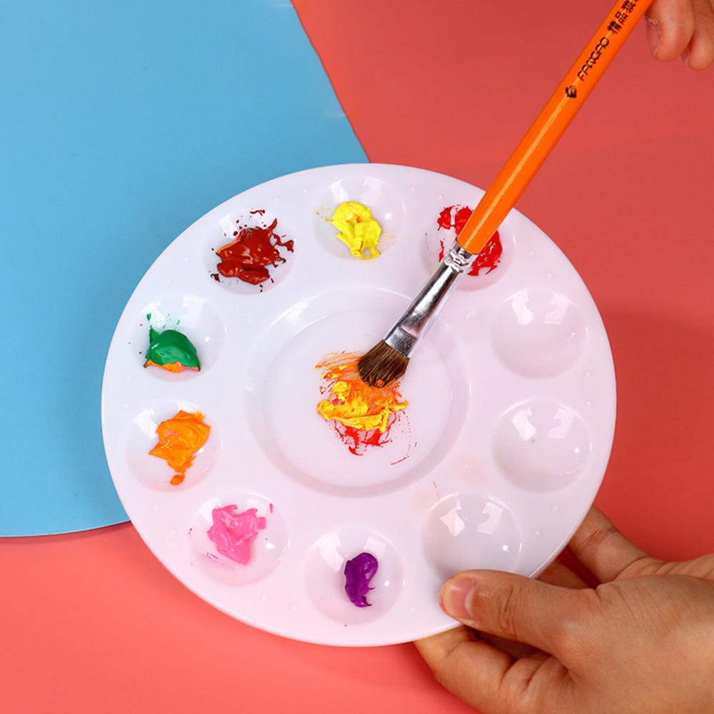 Khay Nhựa Tròn Đựng Màu Vẽ Tranh Tiện Dụng