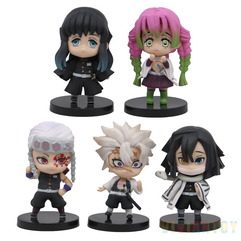 Bộ 5 Mô Hình Nhân Vật Tanjirou Zenitsu Shinobu Hoạt Hình Demon Slayer