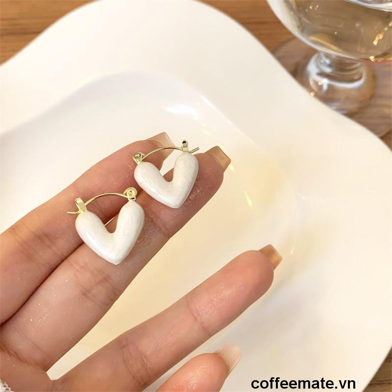 ⚡Bông Tai Nữ Hình Trái Tim Màu Trắng Thời Trang