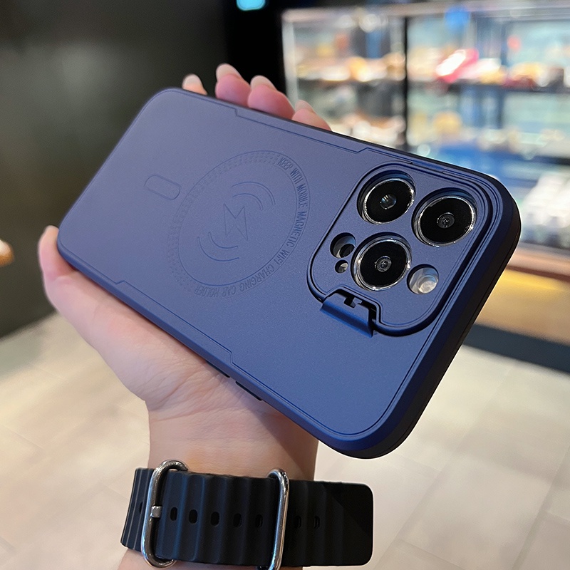 Bao Da Điện Thoại PC Mặt Nhám Từ Tính Có Giá Đỡ Cho iPhone 14 Plus 13 12 11 Pro Max XS