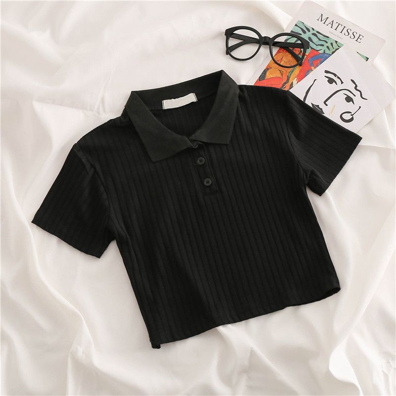 Áo polo Ngắn Tay Cổ Chữ V Form Ôm Thời Trang Mùa Hè