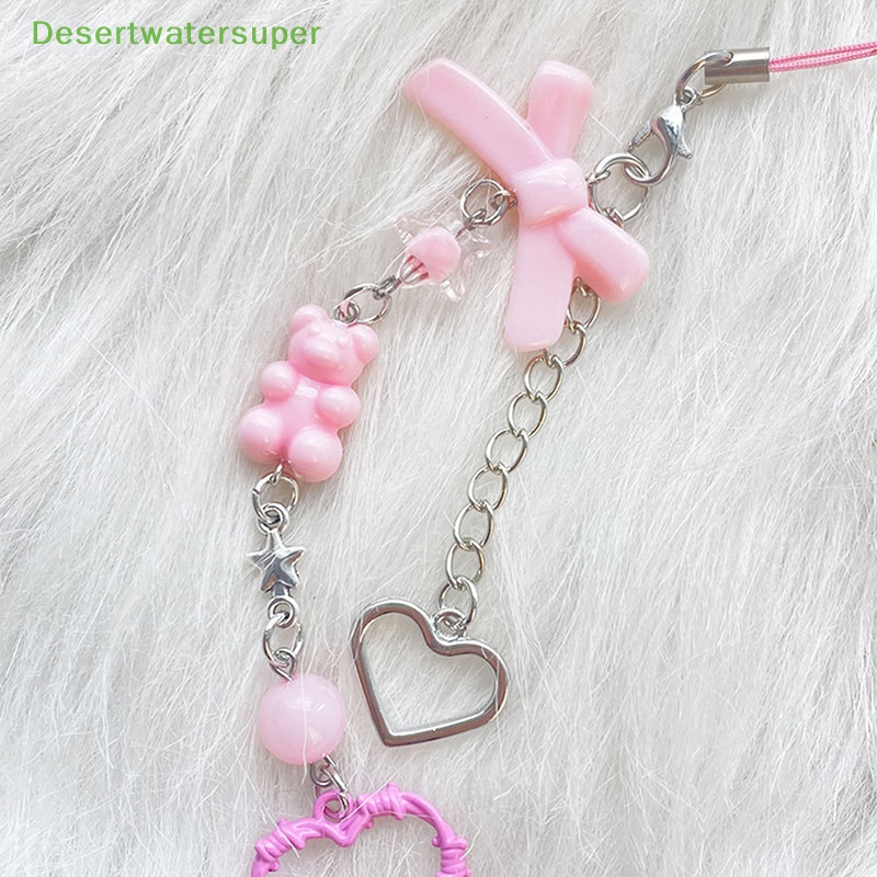 Dsvn Y2K Móc Điện Thoại Di Động Mặt Hình Nơ Trái Tim Ngọt Ngào Thời Trang Làm Đồ Thủ Công Trang Trí Túi Xách