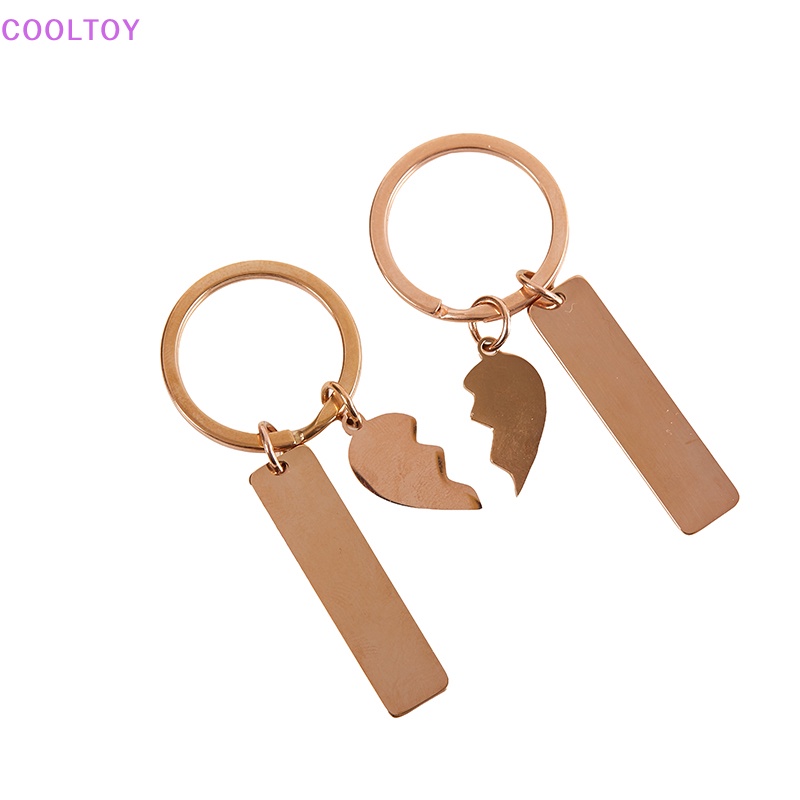 Set 2 Móc Khóa Ghép Hình Trái Tim Bằng Thép Không Gỉ Mặt Kính Độ Bóng Cao