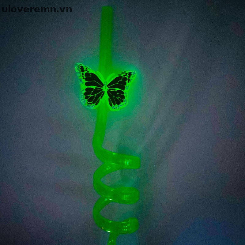 Uloveremn Mới Ống Hút Hình Bướm Có Đèn Ngủ Sáng Tạo Trang Trí Tiệc Cá Nhân Hóa