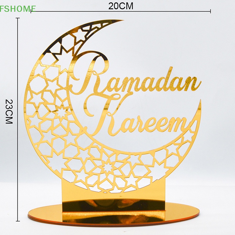 Fshome Eid Mubarak Phụ Kiện Trang Trí Bàn Lâu Đài Mặt Trăng Màu Vàng Đồng Phong Cách Hồi Giáo Ramadan Làm Quà Tặng Trang Trí Nhà Cửa Eid Al Adha