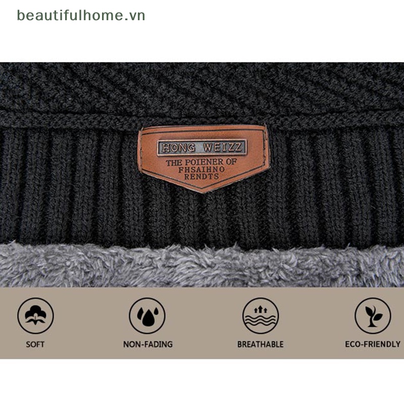 [beautifulhome] Mũ Beanie Cotton Dày Dặn Giữ Ấm Mùa Đông Thời Trang Unisex [beauty]