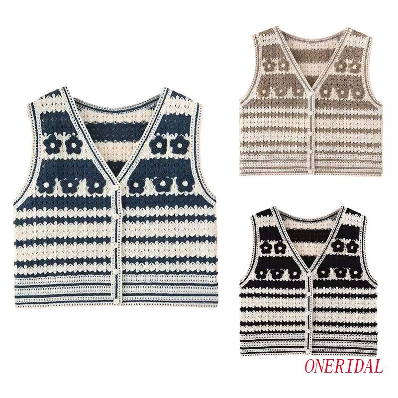 Áo Sweater Không Tay Thêu Họa Tiết Phong Cách Retro Thời Trang Cho Nữ