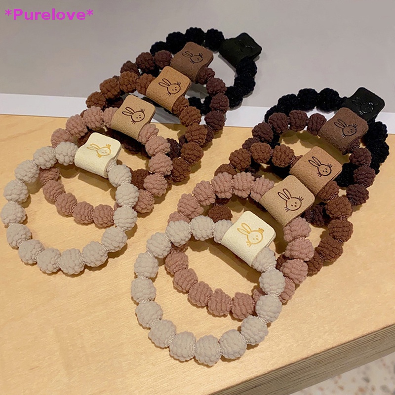 Set 5 Dây Buộc Tóc Cao Su Co Giãn Hình Thỏ Đơn Giản Phong Cách Hàn Quốc Cho Nữ Mới