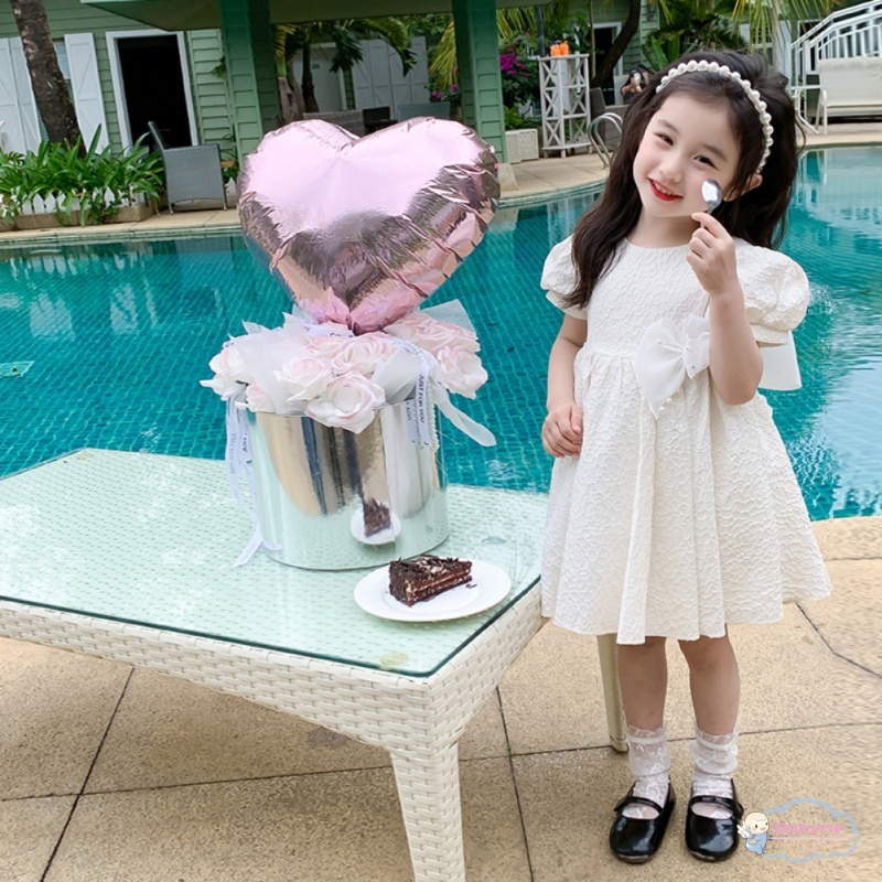 Đầm Công Chúa Đính Nơ Thoáng Khí Dễ Thương Cho Bé Gái