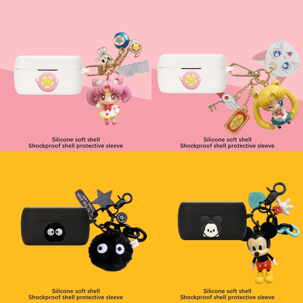 Jabra Evolve2 Buds Case Cartoon Sailor Moon Keychain Pendant Jabra Evolve2 Buds Silicone Soft Case Jabra Elite 3 / Elite 4 Active / Elite 5 Shockproof Case Protective Case Cute Mickey Minnie Pendant Jabra Elite 7 Pro Cover Soft Case