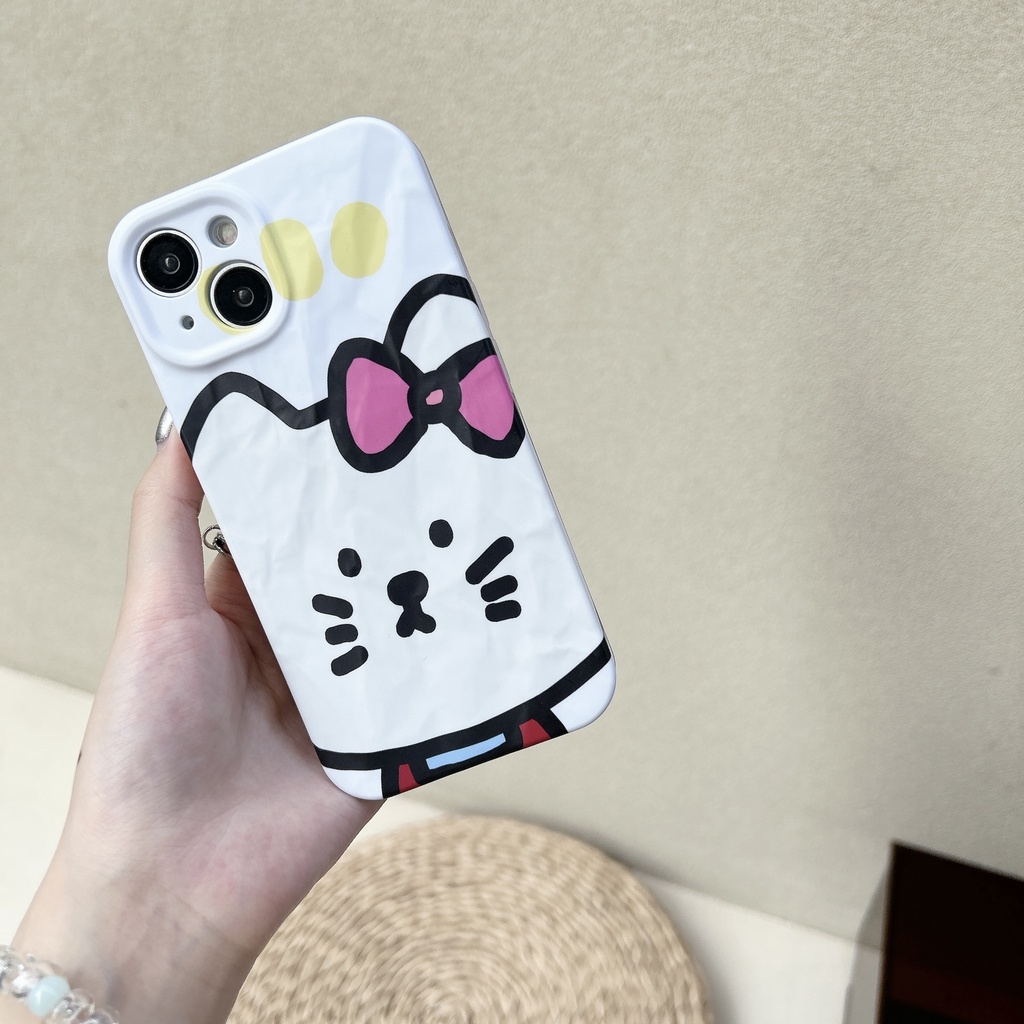 Ốp Điện Thoại PC Cứng Viền Dẻo Họa Tiết Hoạt Hình Chú Mèo Dễ Thương Chống Sốc Cho iPhone 13 12 11 14 Pro Max