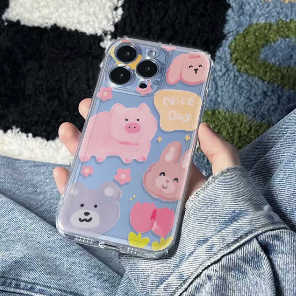 ✅Ốp Điện Thoại Mềm Chống Sốc Họa Tiết Động Vật Cho Iphone 116In13Max 14pro 1278