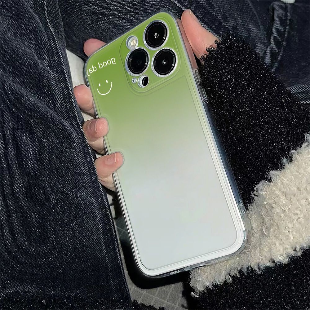 ✅Ốp Điện Thoại Mềm Chống Sốc Họa Tiết Mặt Cười Màu Gradient Cho Iphone 14Pro + 12 78 11 max 6In 13
