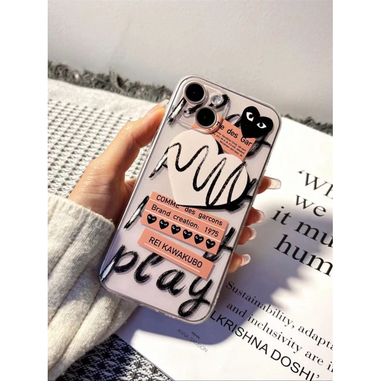 ✅Ốp Điện Thoại Trong Suốt Họa Tiết Trái Tim Graffiti Viền Thẳng Độc Đáo Cho Iphone 13 / plus14pro 7 max 12 8 / / xrxs YL8N