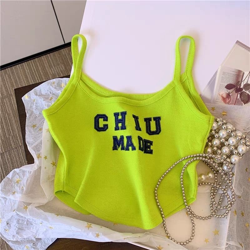 Áo Croptop Sát Nách In Chữ Phong Cách Hàn Quốc Thời Trang Mùa Hè Cho Bé Gái