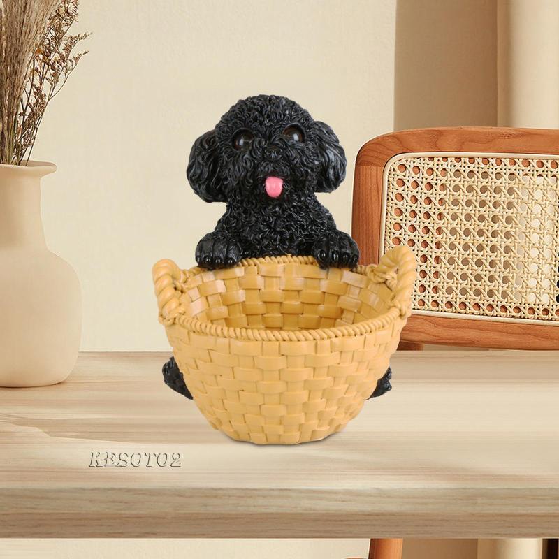 Set 2 Mô Hình Tượng Chú Chó Kesoto2 Kèm Giỏ Đựng Đồ Trang Trí Văn Phòng / Nhà Hàng